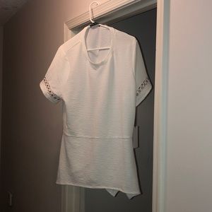 White Ivanka Trump blouse with gold accents